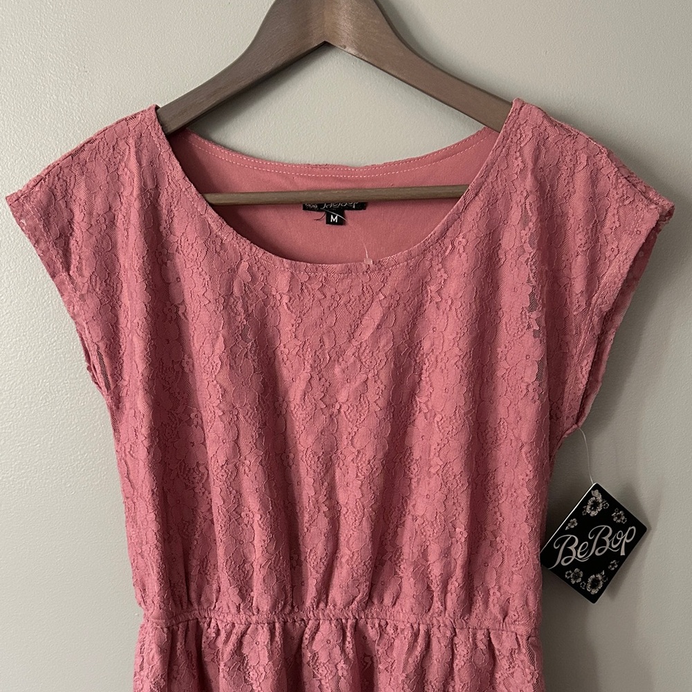 BeBop Juniors Medium Pink Lace Short Dress NWT